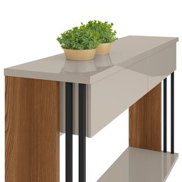 Aparador Para Sala 02 Gavetas Amber Com Espelho Adnet 54cm Preto L05 Freijó Off White - Lyam Decor - 12