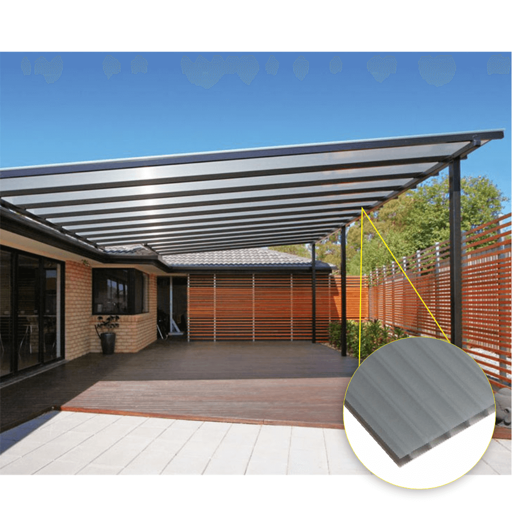 Policarbonato Alveolar 4,00m x 3,00m - Cinza Refletivo 6mm - 3
