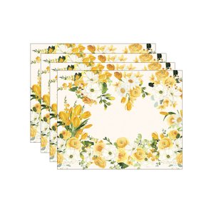 Kit Jogo Americano Yellow Flower - 4 Peças