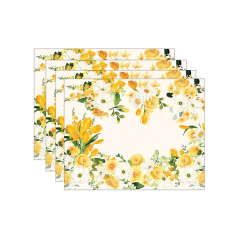 Kit Jogo Americano Yellow Flower - 4 Peças