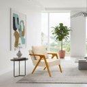 Ver imagem 2 de Poltrona Mona Linho Pés de Madeira Sala Escritorio Decoração:bege