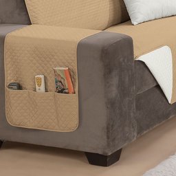 Kit Capa Protetor de Sofá 2 e 3 Lugares King Impermeável Dupla Face Assento 1,20m e 1,80m Decorativo - 3