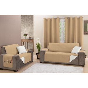 Kit Capa Protetor de Sofá 2 e 3 Lugares King Impermeável Dupla Face Assento 1,20m e 1,80m Decorativo