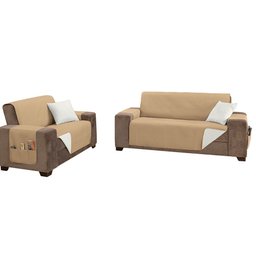 Kit Capa Protetor de Sofá 2 e 3 Lugares King Impermeável Dupla Face Assento 1,20m e 1,80m Decorativo - 4