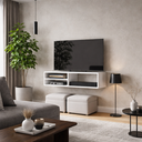 Ver imagem 3 de Rack Suspenso Painel Branco com Nicho para Tv até 50"