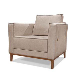 Poltrona Barão Linho Rustico Areia - Lucadi Home