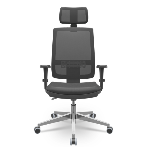 Cadeira Brizza Tela 3d Backplax Apoio Aluminio - Sintético Preto