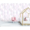 Ver imagem 1 de Papel de Parede Triângulos Lilás, Branco e Rosa Arte Destaque 1,50 Metros