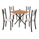 Ver imagem 2 de Conjunto de Mesa Tubular 70x70cm Tampo em MDF 4 Cadeiras Sara Preto/Botanic Bege/Txt