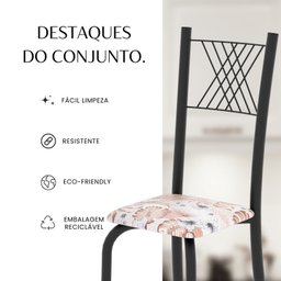 Conjunto de Mesa Tubular 70x70cm Tampo em Mdf 4 Cadeiras Sara - 13