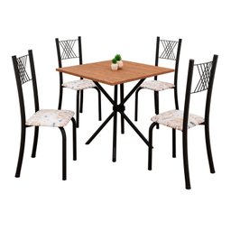 Conjunto de Mesa Tubular 70x70cm Tampo em Mdf 4 Cadeiras Sara - 2