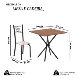Conjunto de Mesa Tubular 70x70cm Tampo em Mdf 4 Cadeiras Sara - 4