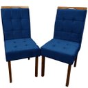Ver imagem 1 de Kit 2 Cadeiras Giulia Estofadas Tecido Veludo Boareto Cor Azul