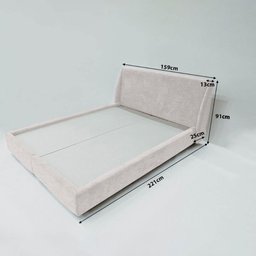 Cama Casal e Cabeceira Queen Cami Revestida 1,98mx1,58m Cor:linho Bege 110 - 4