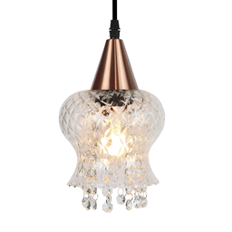 Lustre Pendente Taschibra Cristal Aisha Boreal E27 Transparente Bivolt Cobre - 1