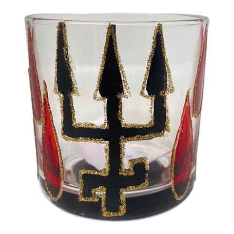 Copo Whisky Artesanal Vidro 300ml Umbandacandomblé-selecione:exú 230ml