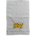 Ver imagem 2 de Toalha bordada de Mão, Lavabo Duas Rosas amarelas, com barra em Tira Bordada. 1 Peça. Cor Branca. Do