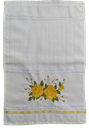 Ver imagem 2 de Toalha bordada de Mão, Lavabo Duas Rosas amarelas, com barra em Tira Bordada. 1 Peça. Cor Branca. Do