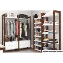 Ver imagem 5 de Closet de Casal AZ1011 Armário Alto c/ 1 Prateleira e 2 Gavetas Branco/Nogal - Tecno Mobili