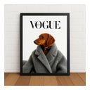 Ver imagem 1 de Quadro Salsicha Fashion Estilo Vogue 33x24cm com Vidro Preto
