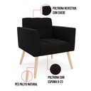 Ver imagem 6 de Kit 1 Sofá Namoradeira e 2 Poltronas Elisa Suede Preto Pés Palito Natural - D’Rossi