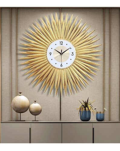 Relógio De Parede Dourado Luxuoso Metal Design Europeu 70cm - 7