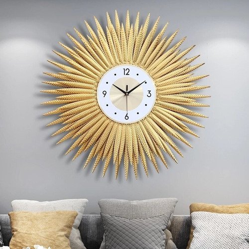 Relógio De Parede Dourado Luxuoso Metal Design Europeu 70cm - 2