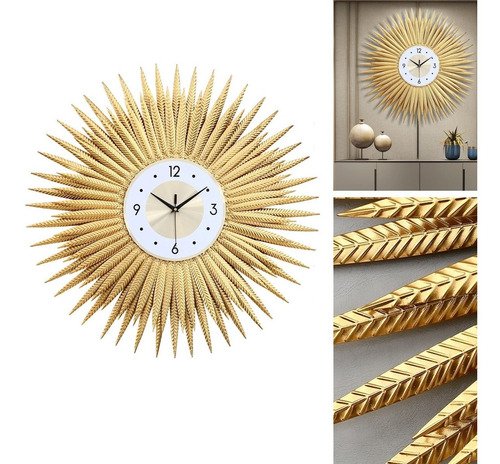 Relógio De Parede Dourado Luxuoso Metal Design Europeu 70cm