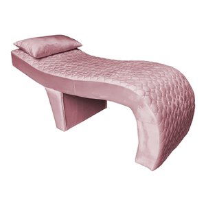 Maca Estética Ergonomica Metalassê Inclinada 70 Cm Turqueza Slk Decor Nina Rosa Claro