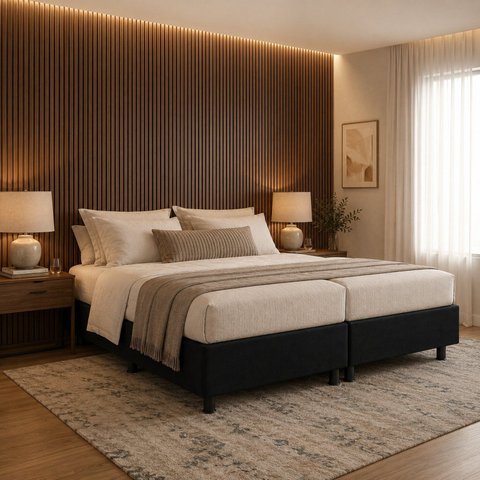 Base Cama Box King Bipartido Essential 193x203cm Preto