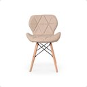 Ver imagem 3 de Kit 14 Cadeiras de Jantar Charles Eames Slim Wood Estofada - Nude