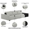 Sofá Ilha Modular Living com Puff 342cm Georgia Z08 Linho Cinza/preto - Mpozenato - 6