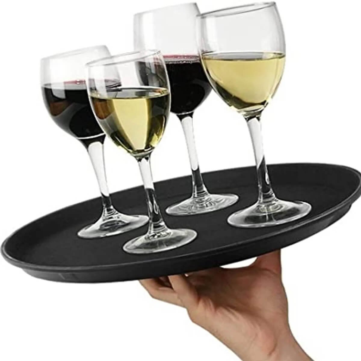 Kit 10 Bandejas Antiderrapantes 35cm Pretas para Servir Bebidas Bares Restaurantes Hercules - 4
