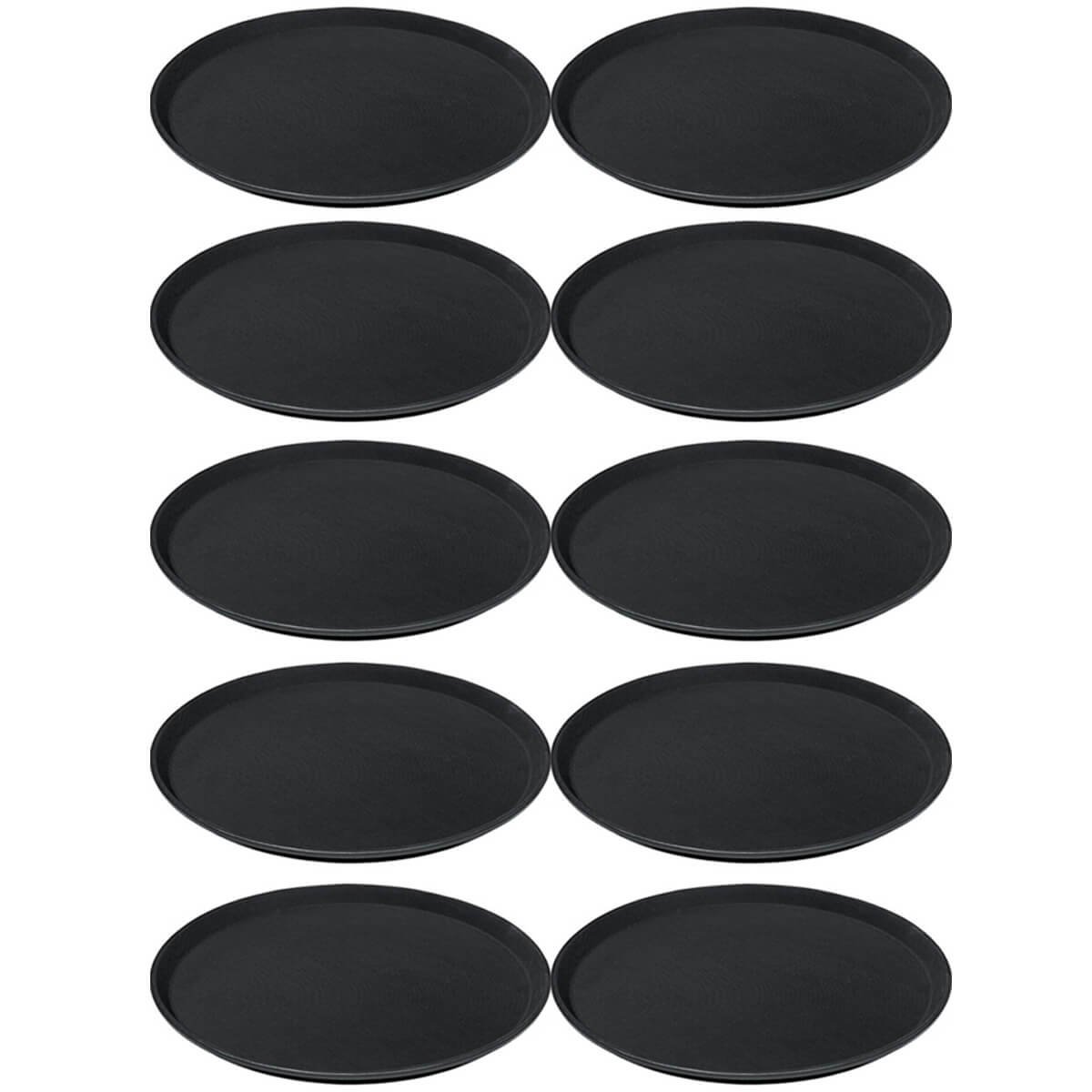Kit 10 Bandejas Antiderrapantes 35cm Pretas para Servir Bebidas Bares Restaurantes Hercules - 1