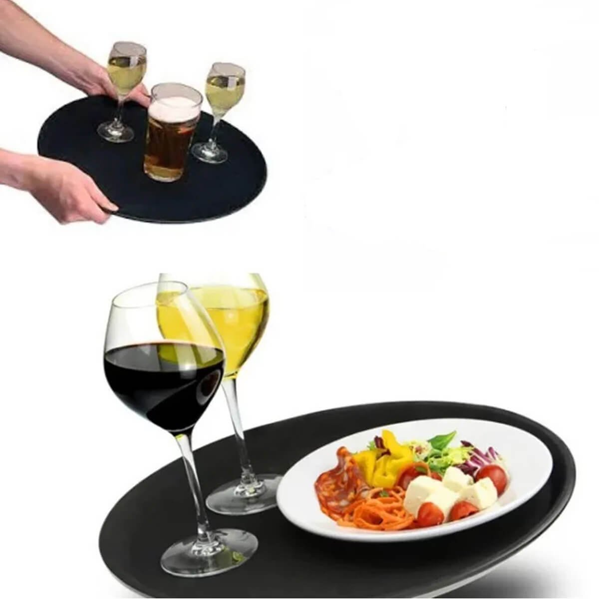 Kit 10 Bandejas Antiderrapantes 35cm Pretas para Servir Bebidas Bares Restaurantes Hercules - 3