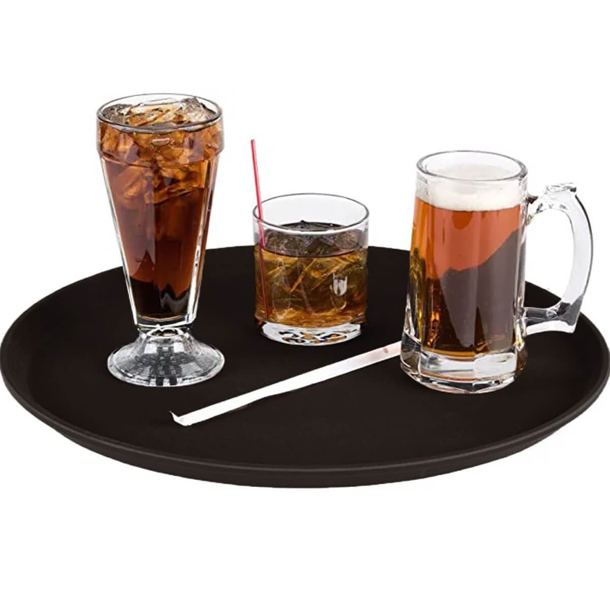 Kit 10 Bandejas Antiderrapantes 35cm Pretas para Servir Bebidas Bares Restaurantes Hercules - 2