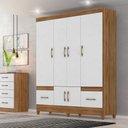 Ver imagem 1 de Guarda Roupa Ms912 165cm 6 Portas Naturale Branco Moval
