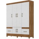 Ver imagem 2 de Guarda Roupa Ms912 165cm 6 Portas Naturale Branco Moval