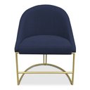 Ver imagem 4 de Kit 02 Cadeiras Poltrona de Jantar Bela Suede Azul Marinho Base Metálica Industrial Dourado - Pallaz