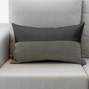 Ver imagem 2 de Almofada em Couro e Linhão Cinza Retangular:Completa