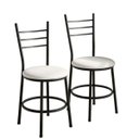 Ver imagem 1 de Kit 2 Cadeiras Cozinha Jantar Metal Tubular Almofadada Estrutura Preto Nina:Branco