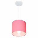Ver imagem 1 de Lustre Pendente Cilíndrico Md-4046 Cúpula em Tecido 18x18cm Rosa Bebê - Bivolt