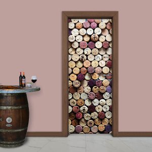 Adesivo de Porta Vinho Rolhas Arte Destaque M - 0,83 X 2,13 Metros