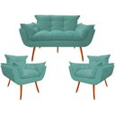 Ver imagem 1 de Kit Namoradeira + 02 Poltronas Decorativa para Sala de Estar Quarto Recepção Clinica Opala Jm Interi