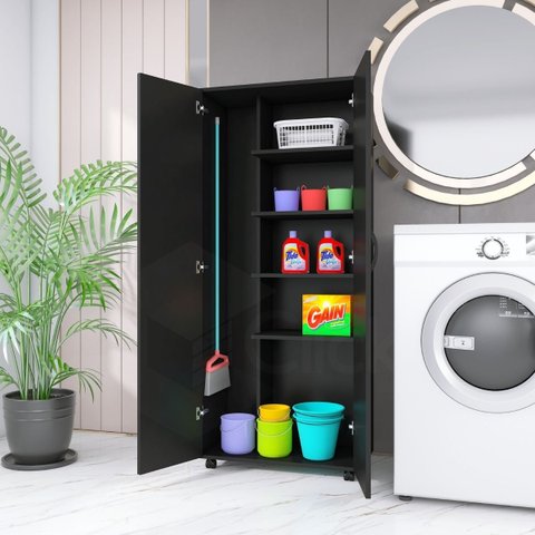 Armário Lavanderia 2 Portas Multiuso ClickForte Preto