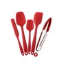 Conjunto 5 Utensílios Cozinha Silicone Espatula Vermelho - 1