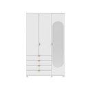 Ver imagem 3 de Guarda-roupa Solteiro com Espelho 3 Portas 4 Gavetas 100% Mdf Look 136 Cm - Branco Fosco C/