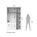 Ver imagem 6 de Guarda-roupa Solteiro com Espelho 3 Portas 4 Gavetas 100% Mdf Look 136 Cm - Branco Fosco C/