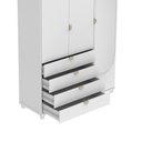 Ver imagem 7 de Guarda-roupa Solteiro com Espelho 3 Portas 4 Gavetas 100% Mdf Look 136 Cm - Branco Fosco C/