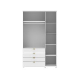 Guarda-roupa Solteiro com Espelho 3 Portas 4 Gavetas 100% Mdf Look 136 Cm - Branco Fosco C/ - 5